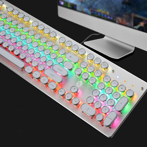 Illuminated Mechanical Keyboard 104 Keys Gaming Keyboard USB Powered Operated 9 Vivid Lighting Effects for Computer Laptop E-sports Trip Travel Portable