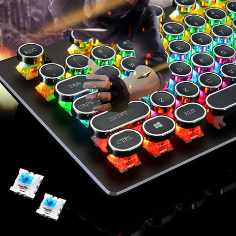 Illuminated Mechanical Keyboard 104 Keys Gaming Keyboard USB Powered Operated 9 Vivid Lighting Effects for Computer Laptop E-sports Trip Travel Portable