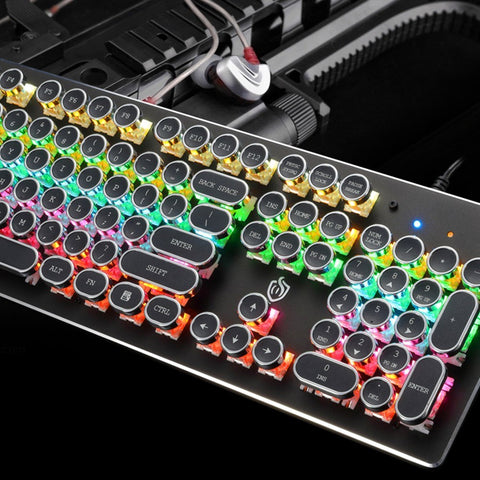 Illuminated Mechanical Keyboard 104 Keys Gaming Keyboard USB Powered Operated 9 Vivid Lighting Effects for Computer Laptop E-sports Trip Travel Portable