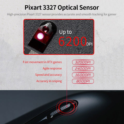Kingston HyperX Pulsefire Core RGB Wired Mouse Gaming Mouse 6200DPI Ergonomic Mouse Lightweight Mice for Desktop Laptop
