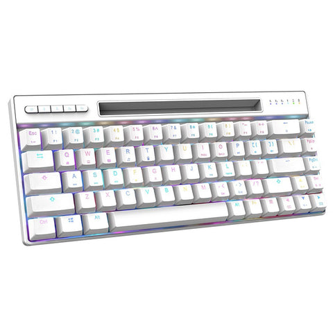 Magic-Refiner MK16 Mechanical Keyboard BT Wired Dual Mode Keyboard 68 Keys RGB Gaming Keyboard with Mechanical Blue Switch White