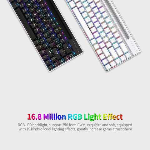 Magic-Refiner MK16 Mechanical Keyboard BT Wired Dual Mode Keyboard 68 Keys RGB Gaming Keyboard with Mechanical Blue Switch White