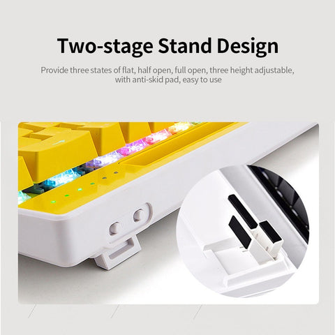 Magic-Refiner MK16 Mechanical Keyboard BT Wired Dual Mode Keyboard 68 Keys RGB Gaming Keyboard with Mechanical Blue Switch White
