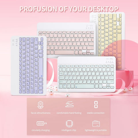 10-inch Wireless BT Keyboard Three-system Universal Colorful Rechargeable BT Keyboard Mobilephone Tablet Universal Keyboard Purple