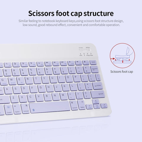 10-inch Wireless BT Keyboard Three-system Universal Colorful Rechargeable BT Keyboard Mobilephone Tablet Universal Keyboard Purple