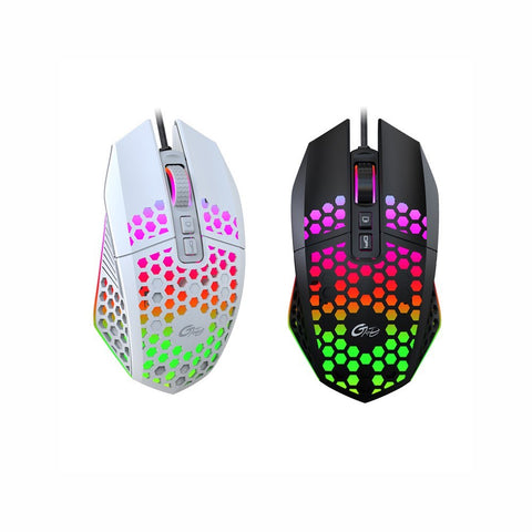 X801 Wired RGB Gaming Mouse with 7 Programmable Buttons Back-to-desktop Button 6 Adjustable DPI Levels 7 Lighting Modes White