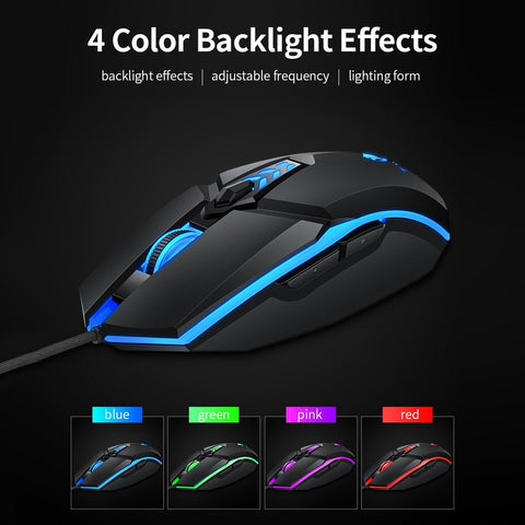 T-WOLF G510 Wired Gaming Mouse 6 Button 4 Color Backlight 800-3200 Adjustable DPI Office Mouse for Laptop/PC