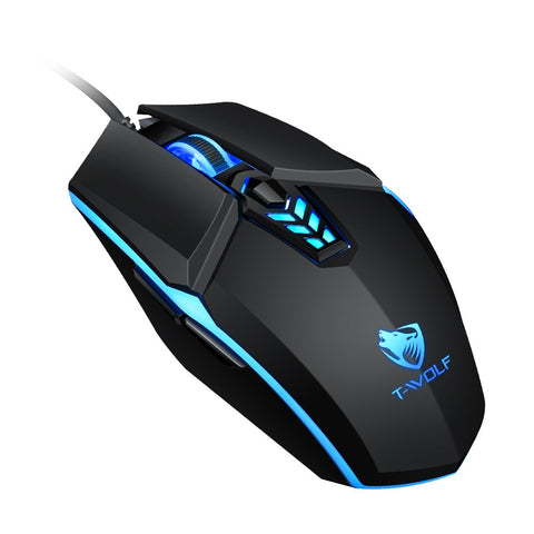 T-WOLF G510 Wired Gaming Mouse 6 Button 4 Color Backlight 800-3200 Adjustable DPI Office Mouse for Laptop/PC