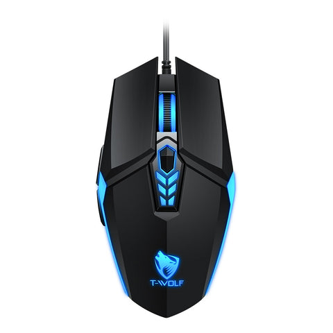 T-WOLF G510 Wired Gaming Mouse 6 Button 4 Color Backlight 800-3200 Adjustable DPI Office Mouse for Laptop/PC