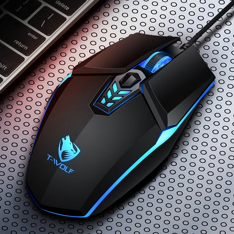 T-WOLF G510 Wired Gaming Mouse 6 Button 4 Color Backlight 800-3200 Adjustable DPI Office Mouse for Laptop/PC