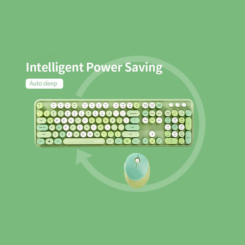 Mofii Sweet Keyboard Mouse Combo Mixed Color 2.4G Wireless Keyboard Mouse Set Circular Suspension Key Cap for PC Laptop Black