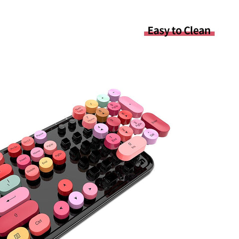 Mofii Sweet Keyboard Mouse Combo Mixed Color 2.4G Wireless Keyboard Mouse Set Circular Suspension Key Cap for PC Laptop Black