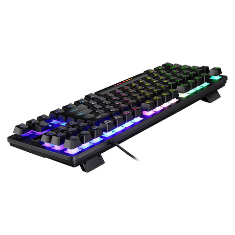 GK-10 USB Wired Keyboard Gaming Keyboard 87 Keys Colorful Backlight Keyboard Ergonomic Gaming Keyboard Black