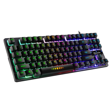 GK-10 USB Wired Keyboard Gaming Keyboard 87 Keys Colorful Backlight Keyboard Ergonomic Gaming Keyboard Black