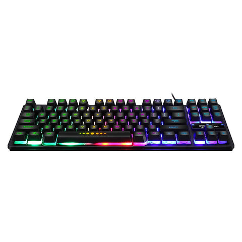 GK-10 USB Wired Keyboard Gaming Keyboard 87 Keys Colorful Backlight Keyboard Ergonomic Gaming Keyboard Black
