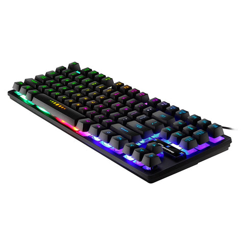 GK-10 USB Wired Keyboard Gaming Keyboard 87 Keys Colorful Backlight Keyboard Ergonomic Gaming Keyboard Black