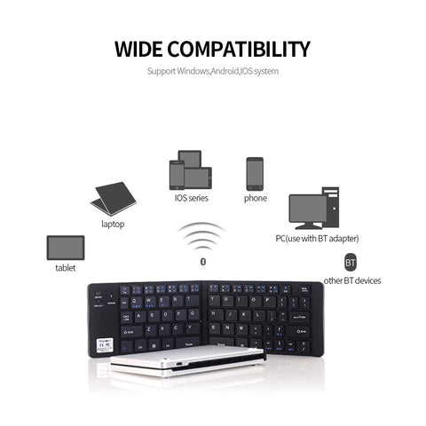 GK228 BT Wireless Keyboard 66 Keys Folding Mini Portable Office Keyboard with Stand for Phone/Tablet/Laptop Silver