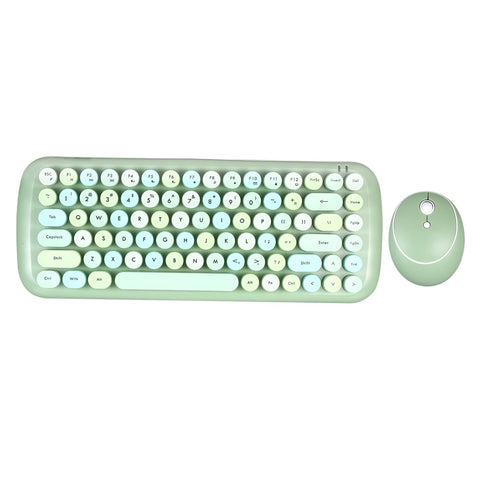 Mofii CANDY Keyboard Mouse Combo Wireless 2.4G Mixed Color 84 Key Mini  Keyboard Mouse Set with Circular Punk Key Caps Green