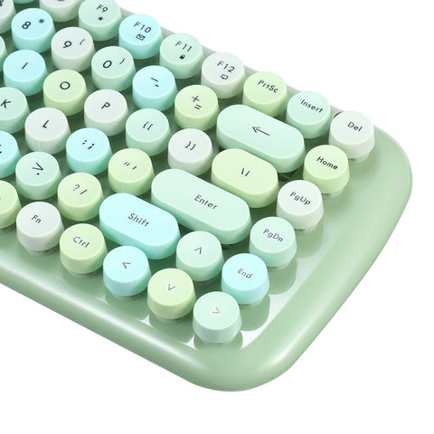 Mofii CANDY Keyboard Mouse Combo Wireless 2.4G Mixed Color 84 Key Mini  Keyboard Mouse Set with Circular Punk Key Caps Green