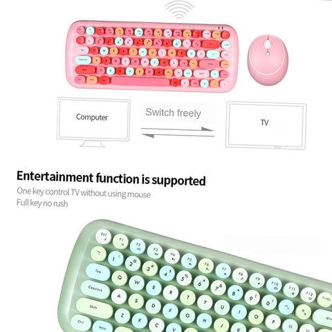 Mofii CANDY Keyboard Mouse Combo Wireless 2.4G Mixed Color 84 Key Mini  Keyboard Mouse Set with Circular Punk Key Caps Green