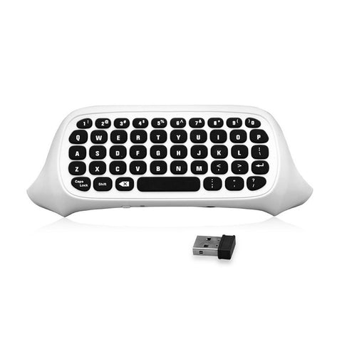 2.4G Wireless Mini Chatpad Keyboard with 3.5mm Audio Jack Chat Message Keypad Replacement for XBox One/Slim/Elit Controller White
