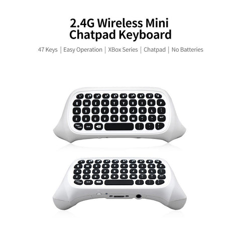 2.4G Wireless Mini Chatpad Keyboard with 3.5mm Audio Jack Chat Message Keypad Replacement for XBox One/Slim/Elit Controller White