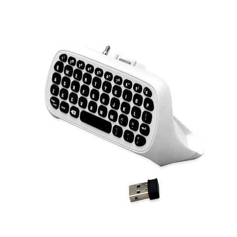 2.4G Wireless Mini Chatpad Keyboard with 3.5mm Audio Jack Chat Message Keypad Replacement for XBox One/Slim/Elit Controller White
