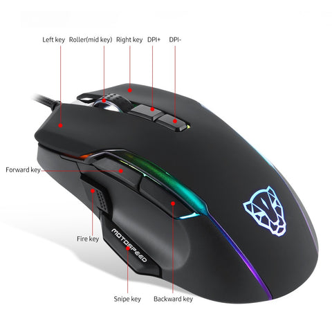 MOTOSPEED V90 Mouse USB Wired Gaming Mouse RGB Gaming Mouse Ergonomic Mice with 8 Adjustable DPI for Desktop Computer Laptop