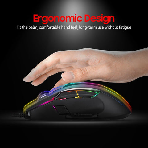 MOTOSPEED V90 Mouse USB Wired Gaming Mouse RGB Gaming Mouse Ergonomic Mice with 8 Adjustable DPI for Desktop Computer Laptop