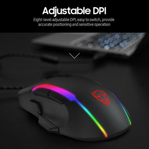 MOTOSPEED V90 Mouse USB Wired Gaming Mouse RGB Gaming Mouse Ergonomic Mice with 8 Adjustable DPI for Desktop Computer Laptop