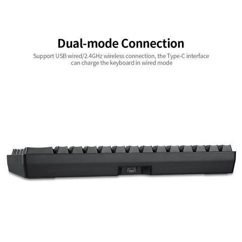 61 Keys Mechanical Keyboard USB Wired 2.4G Wireless Dual-mode English&Russian Keyboard with RGB Light Effect Red Switches