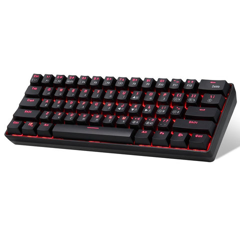 61 Keys Mechanical Keyboard USB Wired 2.4G Wireless Dual-mode English&Russian Keyboard with RGB Light Effect Red Switches