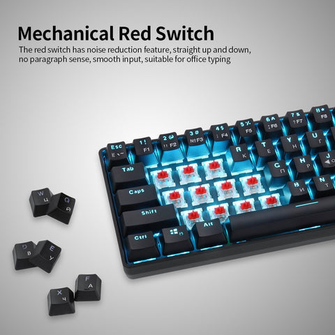 61 Keys Mechanical Keyboard USB Wired 2.4G Wireless Dual-mode English&Russian Keyboard with RGB Light Effect Red Switches