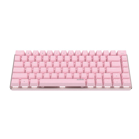Ajazz AK33 82 Keys USB Wired Mechanical Keyboard Monochromatic White Backlight Gaming Office Keyboard Pink with Red Switches
