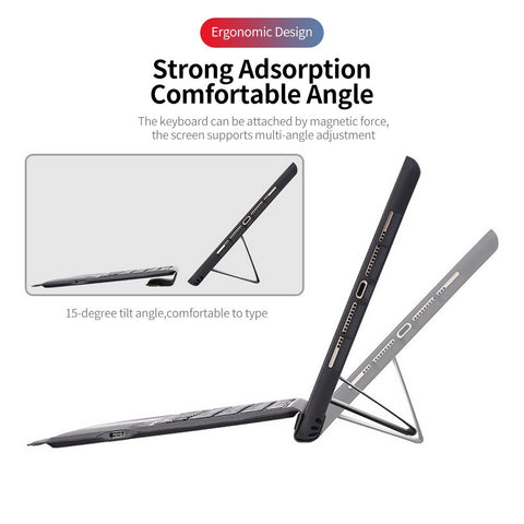 T207 Keyboard Protective Case with Detachable BT Keyboard Touchpad Compatible with iPad Pro 11(2018/2020/2021)/iPad Air4 10.9(2020)