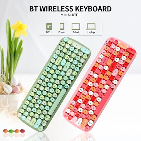 Mofii candy BT Wireless BT Keyboard Mixed Color 100 Key Circular Keycap Mini Portable Girls Keyboard for Phone/Tablet/Laptop