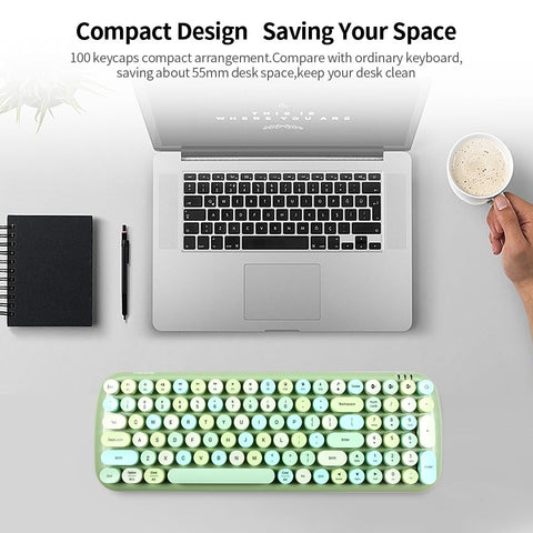 Mofii candy BT Wireless BT Keyboard Mixed Color 100 Key Circular Keycap Mini Portable Girls Keyboard for Phone/Tablet/Laptop