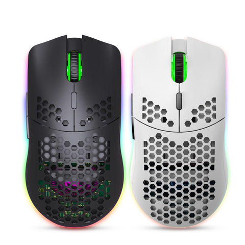 HXSJ T66 RGB 2.4G Wireless Gaming Mouse RGB Lighting Charging Mouse with Adjustable DPI Ergonomic Design for Desktop Laptop White