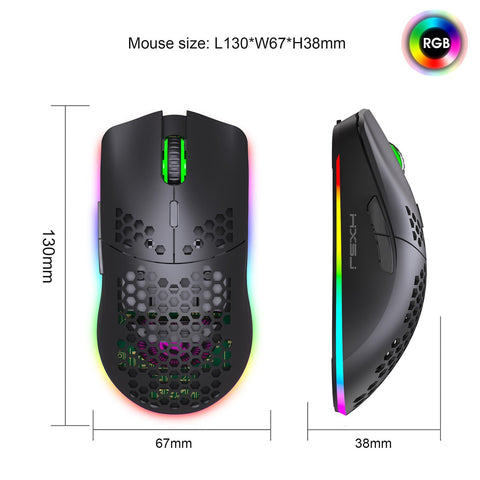 HXSJ T66 RGB 2.4G Wireless Gaming Mouse RGB Lighting Charging Mouse with Adjustable DPI Ergonomic Design for Desktop Laptop White