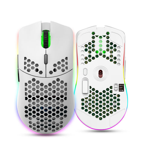 HXSJ T66 RGB 2.4G Wireless Gaming Mouse RGB Lighting Charging Mouse with Adjustable DPI Ergonomic Design for Desktop Laptop White