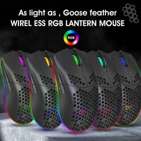 HXSJ T66 RGB 2.4G Wireless Gaming Mouse RGB Lighting Charging Mouse with Adjustable DPI Ergonomic Design for Desktop Laptop White