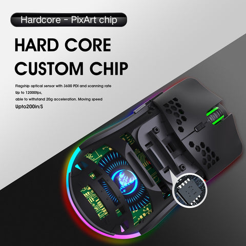 HXSJ T66 RGB 2.4G Wireless Gaming Mouse RGB Lighting Charging Mouse with Adjustable DPI Ergonomic Design for Desktop Laptop White