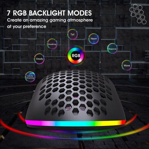 HXSJ T66 RGB 2.4G Wireless Gaming Mouse RGB Lighting Charging Mouse with Adjustable DPI Ergonomic Design for Desktop Laptop White