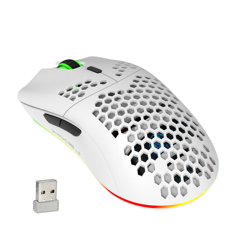 HXSJ T66 RGB 2.4G Wireless Gaming Mouse RGB Lighting Charging Mouse with Adjustable DPI Ergonomic Design for Desktop Laptop White