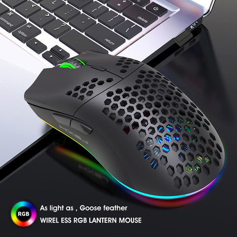 HXSJ T66 RGB 2.4G Wireless Gaming Mouse RGB Lighting Charging Mouse with Adjustable DPI Ergonomic Design for Desktop Laptop White
