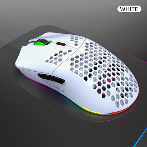 HXSJ T66 RGB 2.4G Wireless Gaming Mouse RGB Lighting Charging Mouse with Adjustable DPI Ergonomic Design for Desktop Laptop White