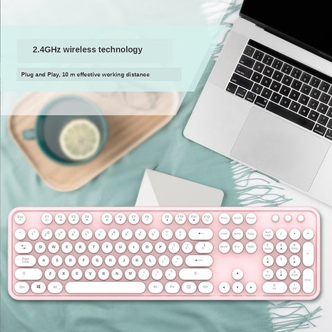 Mofii Sweet Keyboard Mouse Combo Pure Color 2.4G Wireless Keyboard Mouse Set Circular Suspension Key Cap for PC Laptop