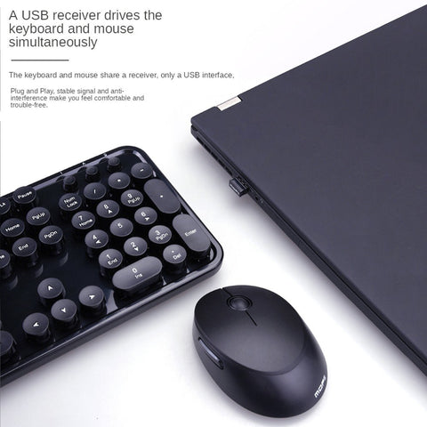 Mofii Sweet Keyboard Mouse Combo Pure Color 2.4G Wireless Keyboard Mouse Set Circular Suspension Key Cap for PC Laptop