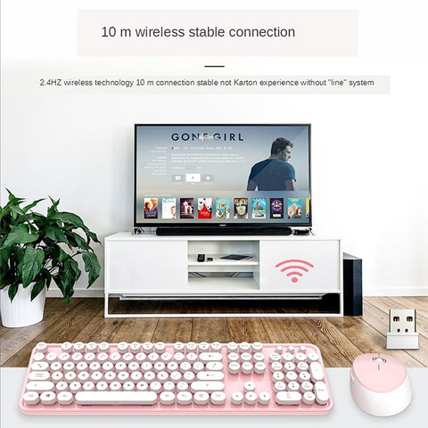 Mofii Sweet Keyboard Mouse Combo Pure Color 2.4G Wireless Keyboard Mouse Set Circular Suspension Key Cap for PC Laptop