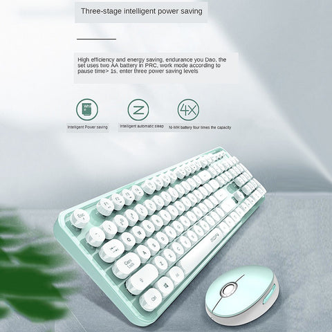 Mofii Sweet Keyboard Mouse Combo Pure Color 2.4G Wireless Keyboard Mouse Set Circular Suspension Key Cap for PC Laptop